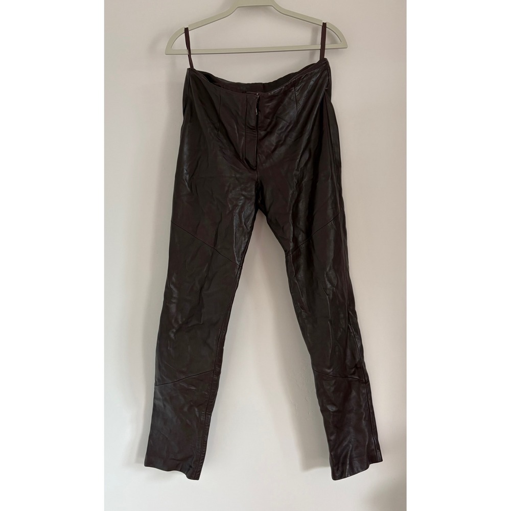 VTG Pelle Studio Wilsons Leather Straight Leg Pants Womens 8 Espresso Brown